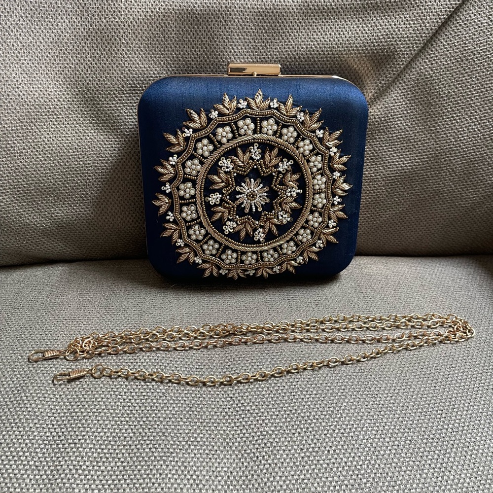 Embellished Clutch Handbag with optional chain